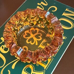 Elegant Amber Glass Ashtray - MidCentury Modern